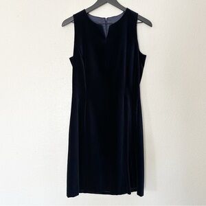 Laura Ashley Velvet Sleeveless Dress Size 8 Navy Classic Holiday Party Cocktail‎